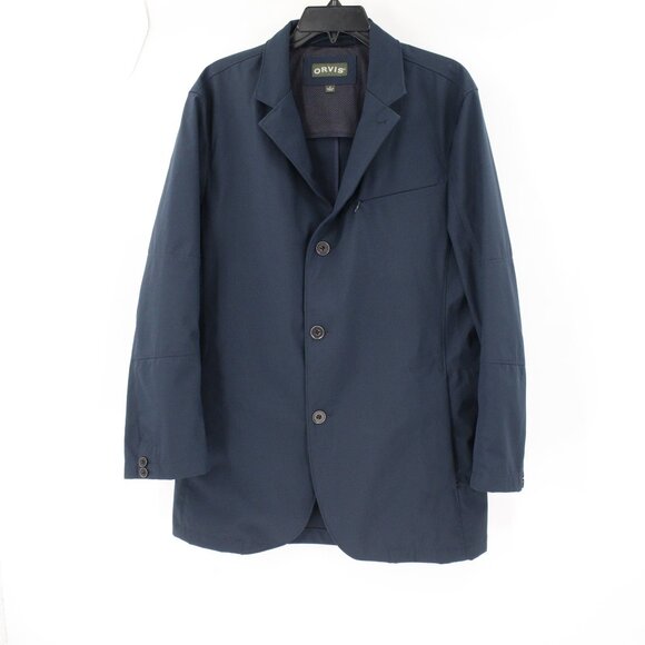 Orvis Jacket Mens medium Blue Blazer Utility Field Chore tech Sports Coat pocket - Picture 1 of 15